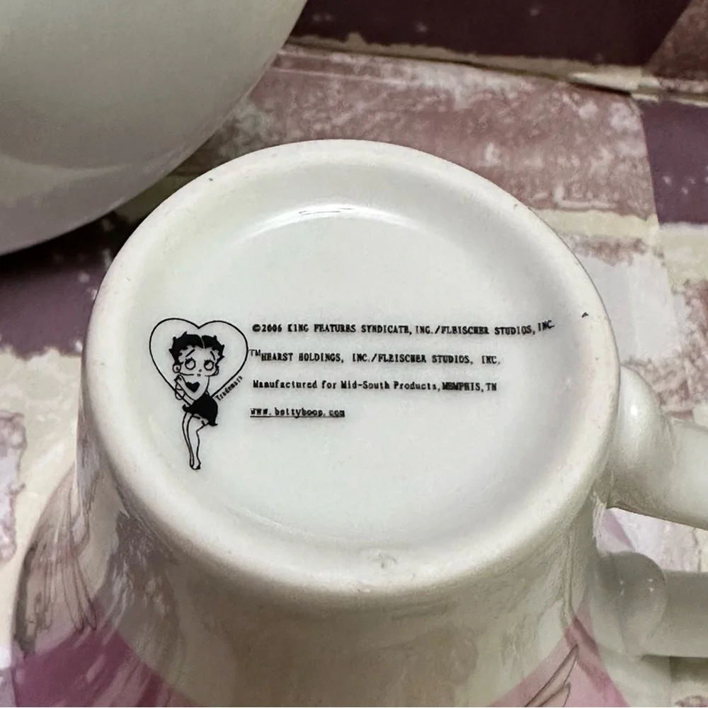 Betty Boop Pink and White Cup and Saucer Set